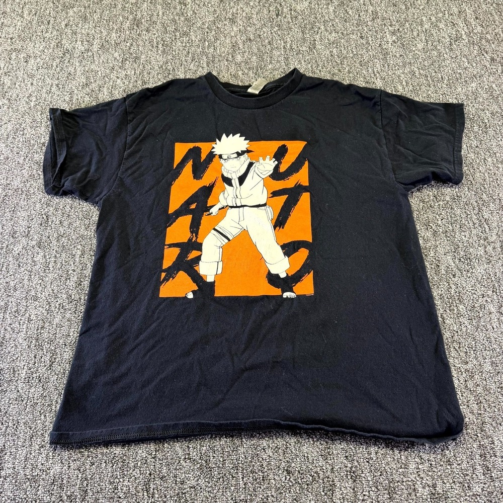 Gildan T Shirt Mens Large Black Naruto Graphic Print Crew Neck Short Sleeve